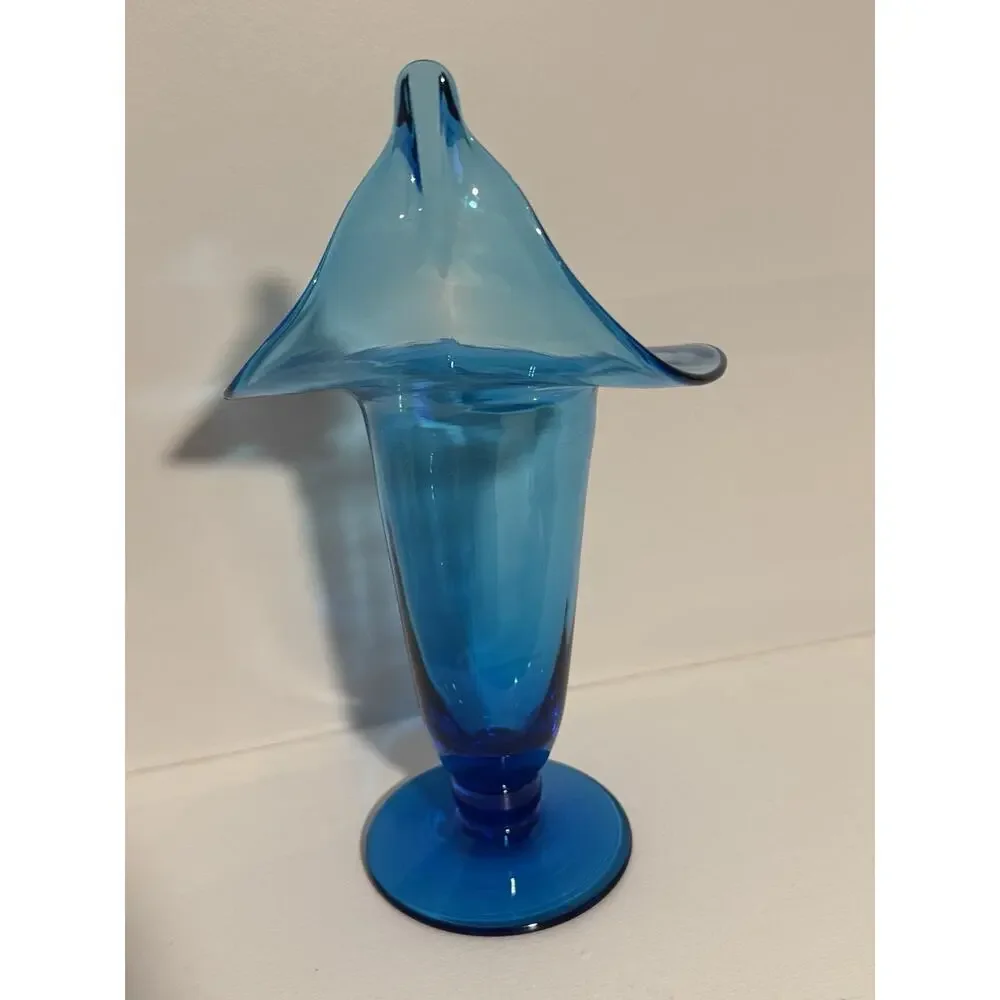 Vintage Art Deco Glass Vase Blue